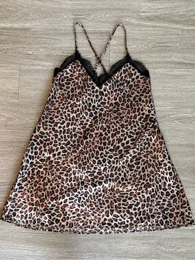 In Bloom Leopard Print Satin Chemise
